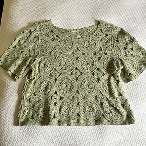 Ultra Pink Sage Green Lace Blouse